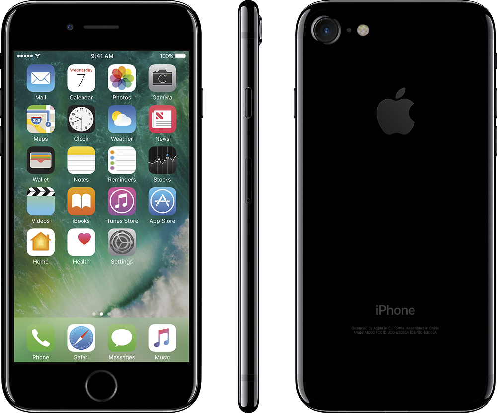 Apple iPhone 7 Fully Unlocked 128GB Jet Black with Tempered Apple iPhone 7 Fully Unlocked 128GB Jet Black with Tempered