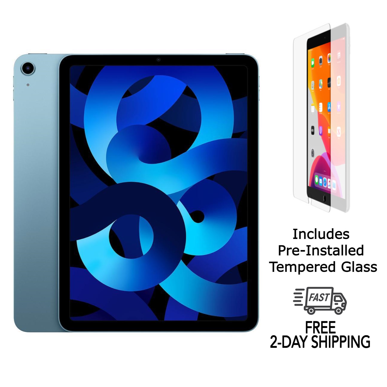 iPad air5 256GB wifiモデル ブルー A2588 Apple iPad Air 5 A2588 WiFi 256GB Blue with Tempered Glass